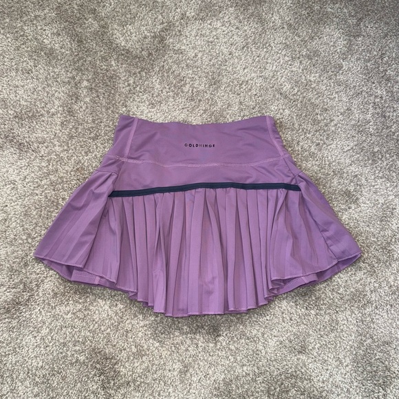 Gold Hinge Pleated Purple Mini Skirt Skort Golf Tennis Small S - Picture 3 of 4